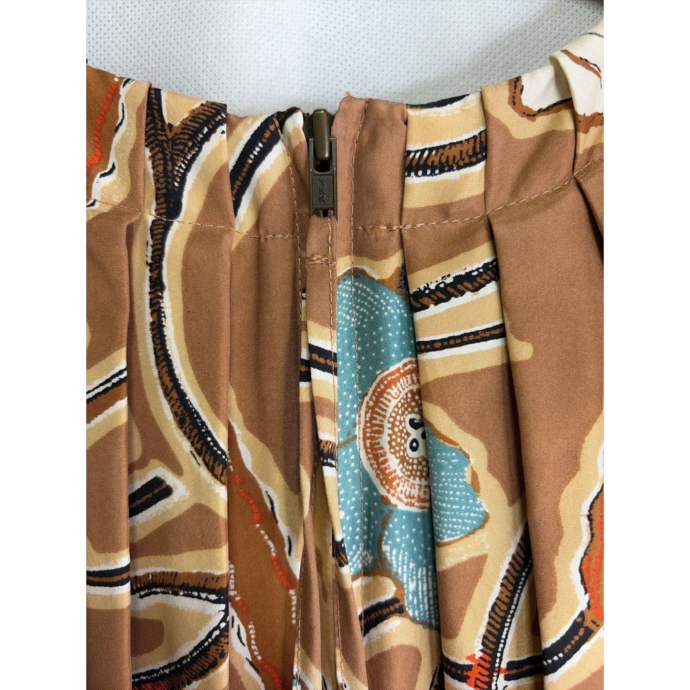 Ulla Johnson Zeenat Silk‎ Floral Batik Tiered Midi Dress Puff Sleeve Copper Sz 4 - Picture 8 of 12